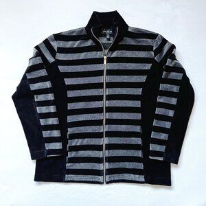 Jones New York Black and Gray Zipper Sweater - Medium